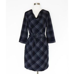 Banana Republic Navy Gray Plaid Cowl Neck Dress 10